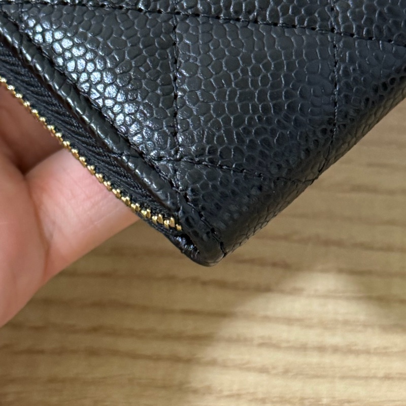 (全新)香奈兒 黑金荔枝皮ㄇ拉零錢包/短夾-16
