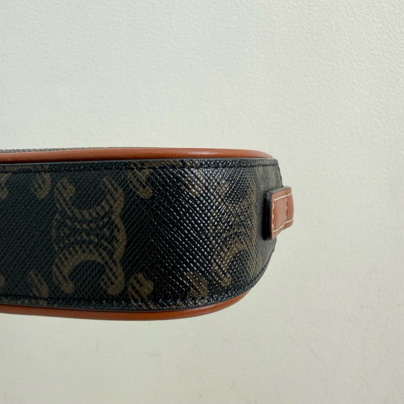 賽琳/Celine 深棕色老花凯旋门標誌印花迷你單肩包 金扣-8