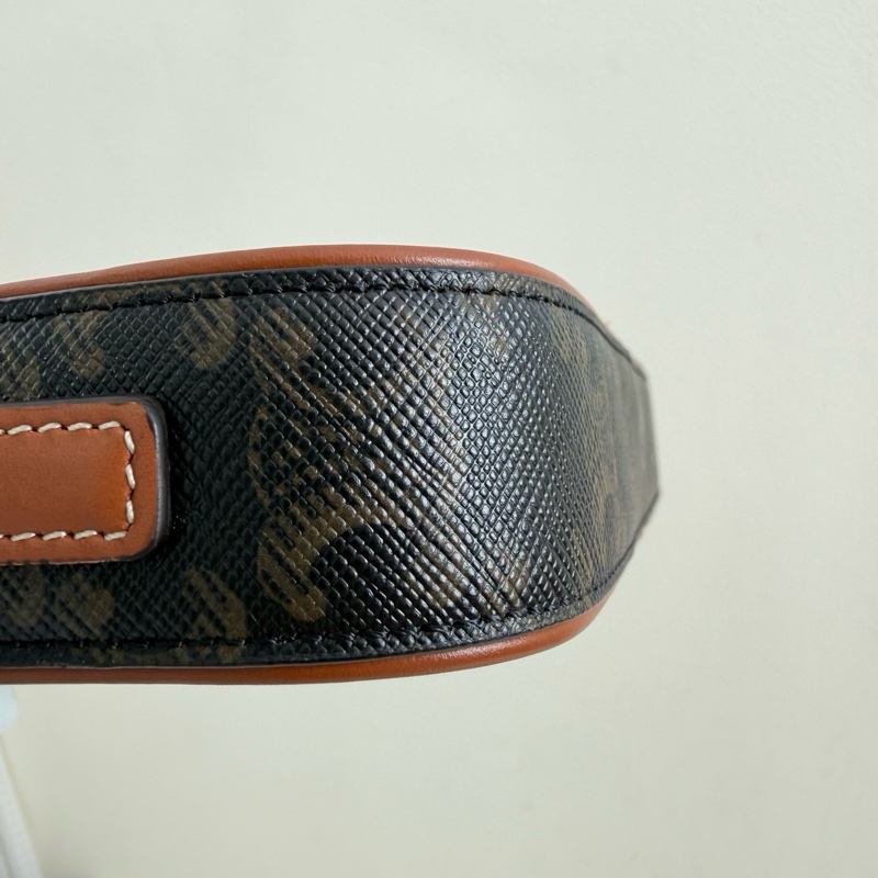 賽琳/Celine 深棕色老花凯旋门標誌印花迷你單肩包 金扣-9