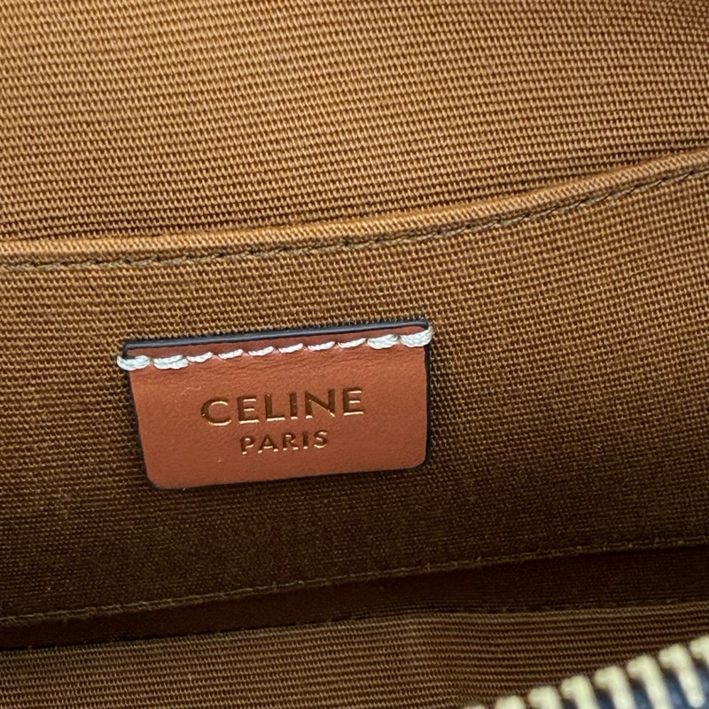 賽琳/Celine 深棕色老花凯旋门標誌印花迷你單肩包 金扣-13