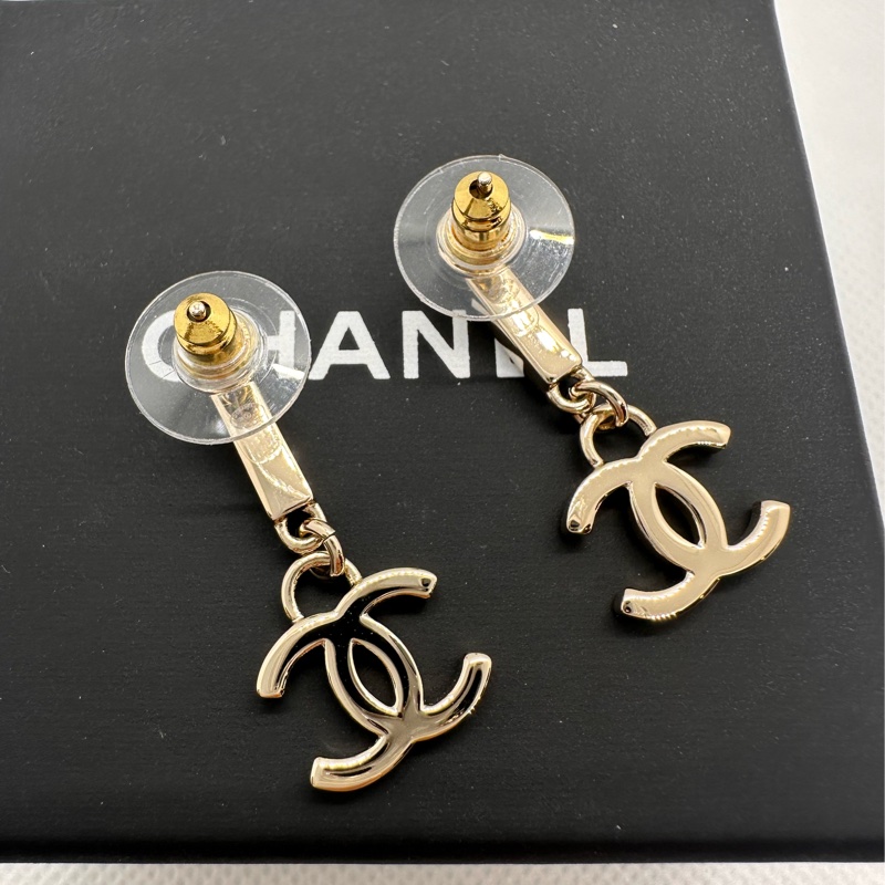 香奈兒 Chanel 耳環 雙C 垂墜帶鑽耳環-4