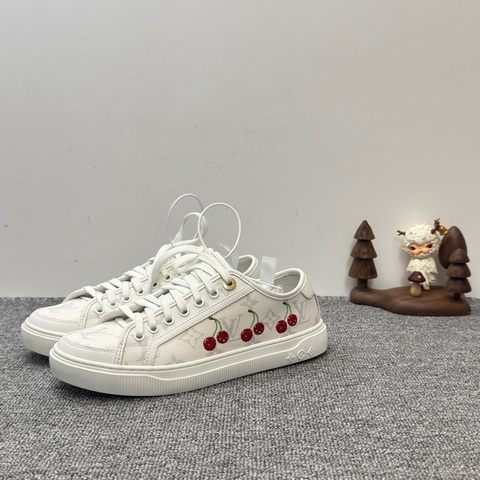 99新❤️LV 路易威登 櫻桃系列  低幫 帆布鞋 板鞋 女款 白色/38.5碼