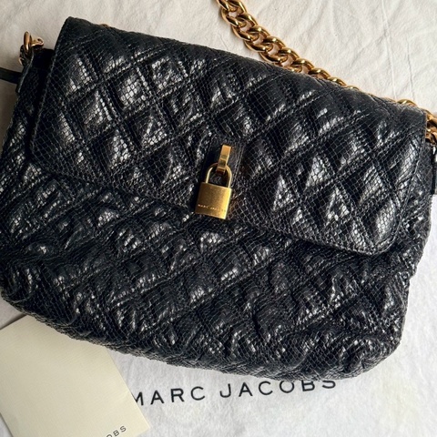 Marc Jacobs黑蟒蛇壓皮手提包