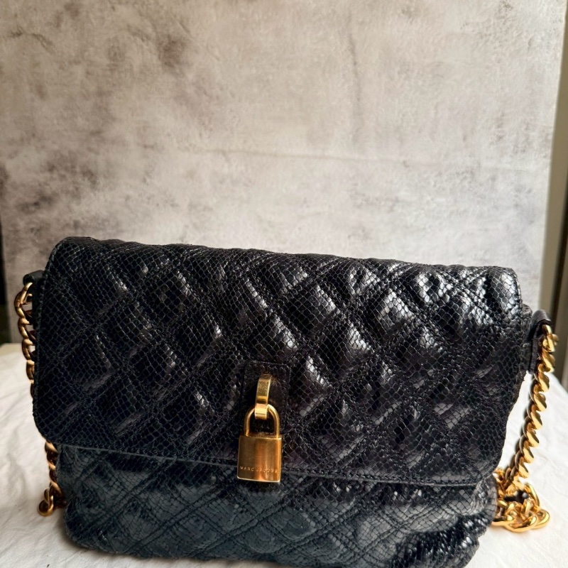 Marc Jacobs黑蟒蛇壓皮手提包-3