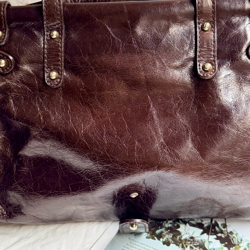 FENDI復古油皮醫生包(深咖啡)-6