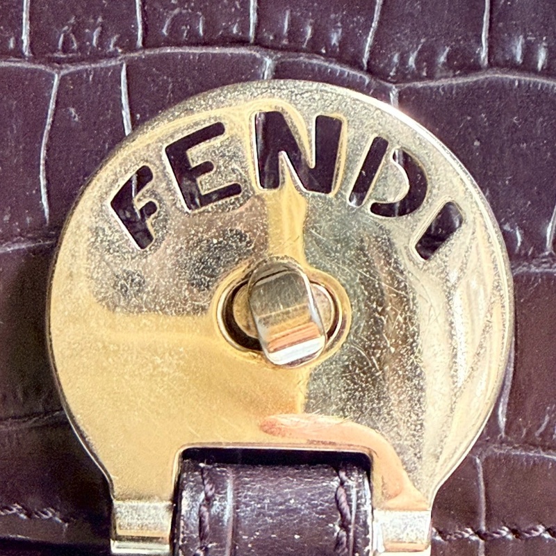 FENDI復古油皮醫生包(深咖啡)-10