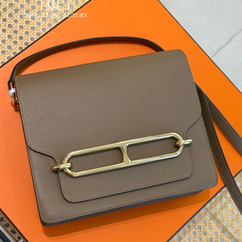 🌈Hermes🧡Roulis 23🧡威馬犬米色金扣🌈有單🧡99新 🌟evercolor皮🌟roulis23🌟roulis🌟notroulis19🌟豬鼻子🌟愛馬仕🌟-0