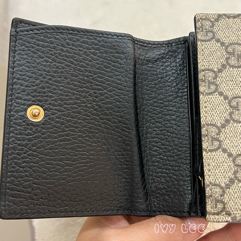 GUCCI GG Marmont Medium 中款 雙G 皮革 卡夾 短夾 黑色 烏木色 598587 正品 二手精品-23