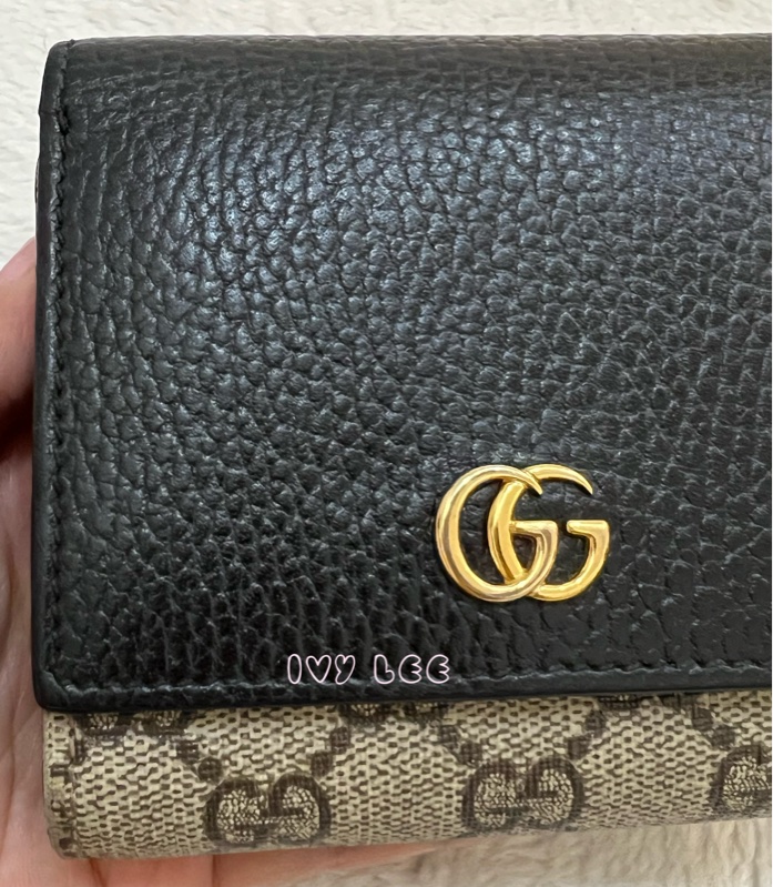 GUCCI GG Marmont Medium 中款 雙G 皮革 卡夾 短夾 黑色 烏木色 598587 正品 二手精品-27