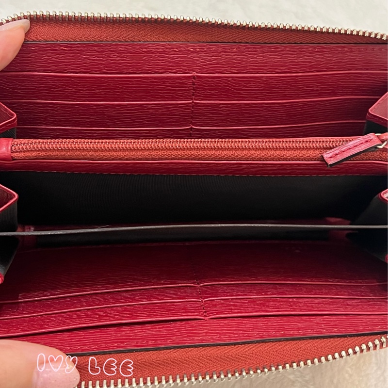 GUCCI 410102 花卉圖案 紅 ㄇ字拉鍊長夾 正品 二手精品-3