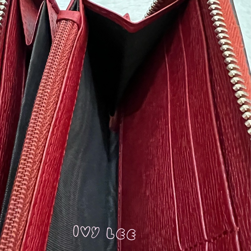 GUCCI 410102 花卉圖案 紅 ㄇ字拉鍊長夾 正品 二手精品-8