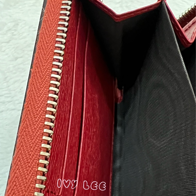 GUCCI 410102 花卉圖案 紅 ㄇ字拉鍊長夾 正品 二手精品-13