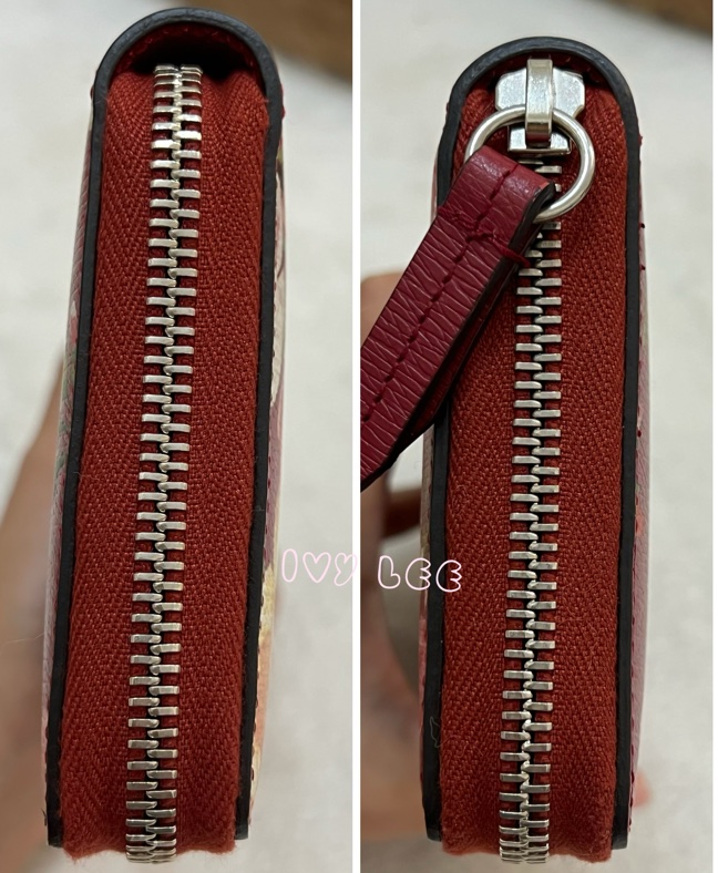 GUCCI 410102 花卉圖案 紅 ㄇ字拉鍊長夾 正品 二手精品-18