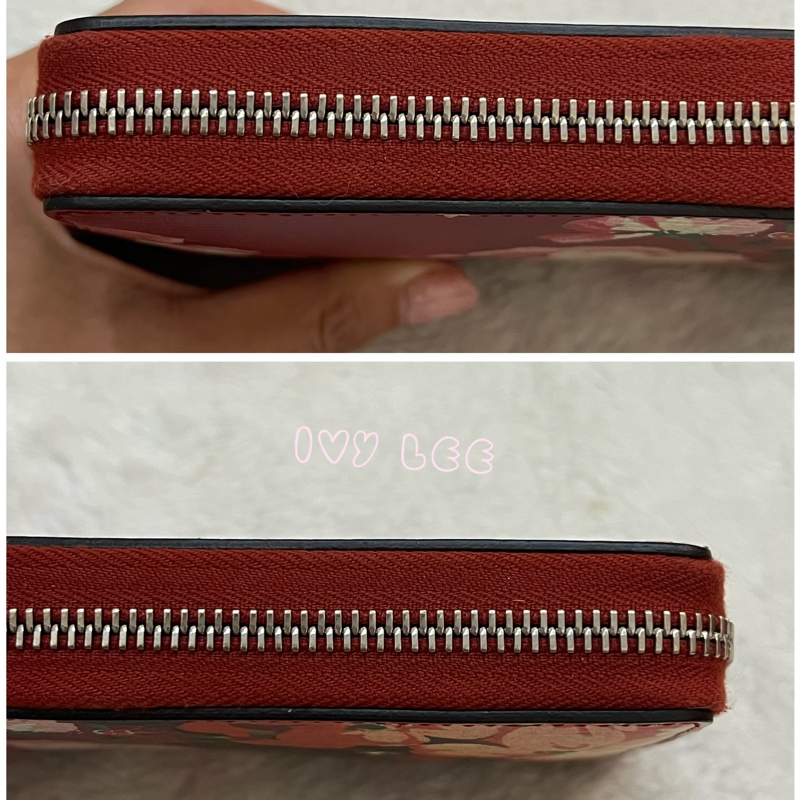 GUCCI 410102 花卉圖案 紅 ㄇ字拉鍊長夾 正品 二手精品-21