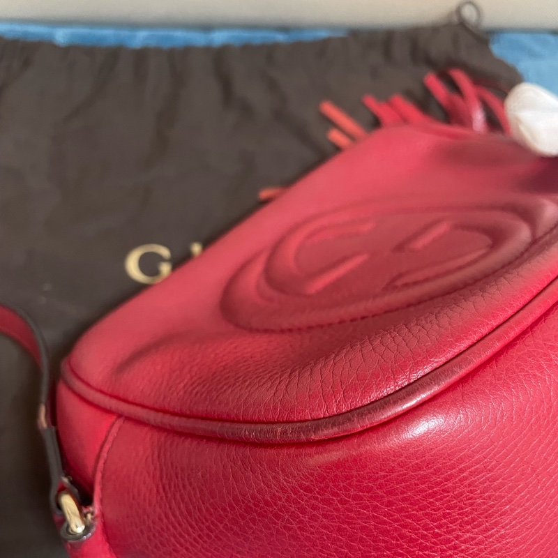 GUCCI SOHO 雙G壓紋牛皮革大流蘇相機包(秒殺價)-11