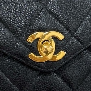 CHANEL 香奈兒 vintage 黑金 CF 荔枝牛皮 鏈條包 斜背包 肩背包 側背包 手提包-13