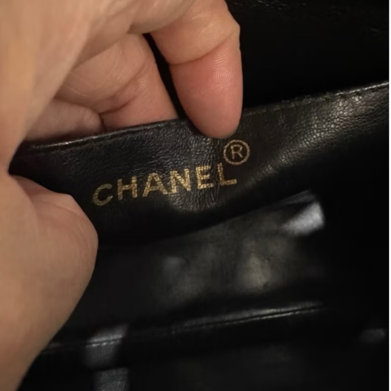 CHANEL 香奈兒 vintage 黑金 CF 荔枝牛皮 鏈條包 斜背包 肩背包 側背包 手提包-15