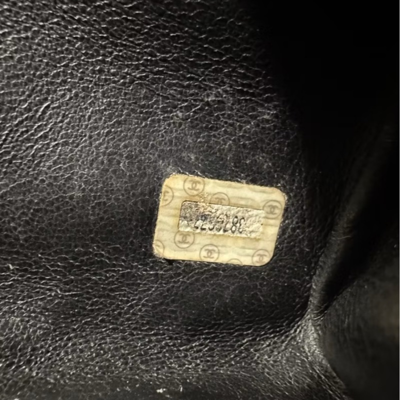 CHANEL 香奈兒 vintage 黑金 CF 荔枝牛皮 鏈條包 斜背包 肩背包 側背包 手提包-16