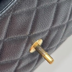 CHANEL 香奈兒 vintage 黑金 CF 荔枝牛皮 鏈條包 斜背包 肩背包 側背包 手提包-21