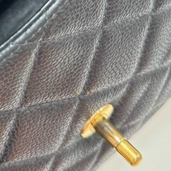 CHANEL 香奈兒 vintage 黑金 CF 荔枝牛皮 鏈條包 斜背包 肩背包 側背包 手提包-22