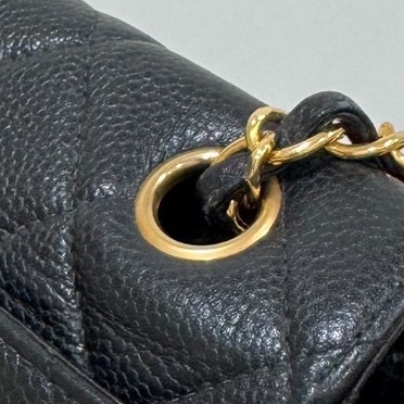 CHANEL 香奈兒 vintage 黑金 CF 荔枝牛皮 鏈條包 斜背包 肩背包 側背包 手提包-24