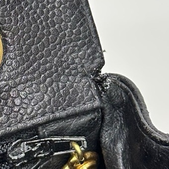 CHANEL 香奈兒 vintage 黑金 CF 荔枝牛皮 鏈條包 斜背包 肩背包 側背包 手提包-32