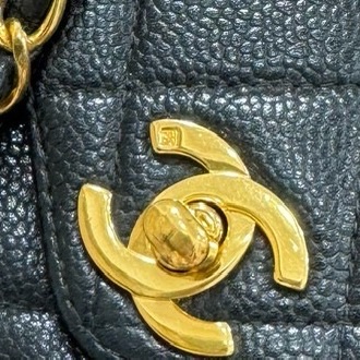 CHANEL 香奈兒 vintage 黑金 CF 荔枝牛皮 鏈條包 斜背包 肩背包 側背包 手提包-33