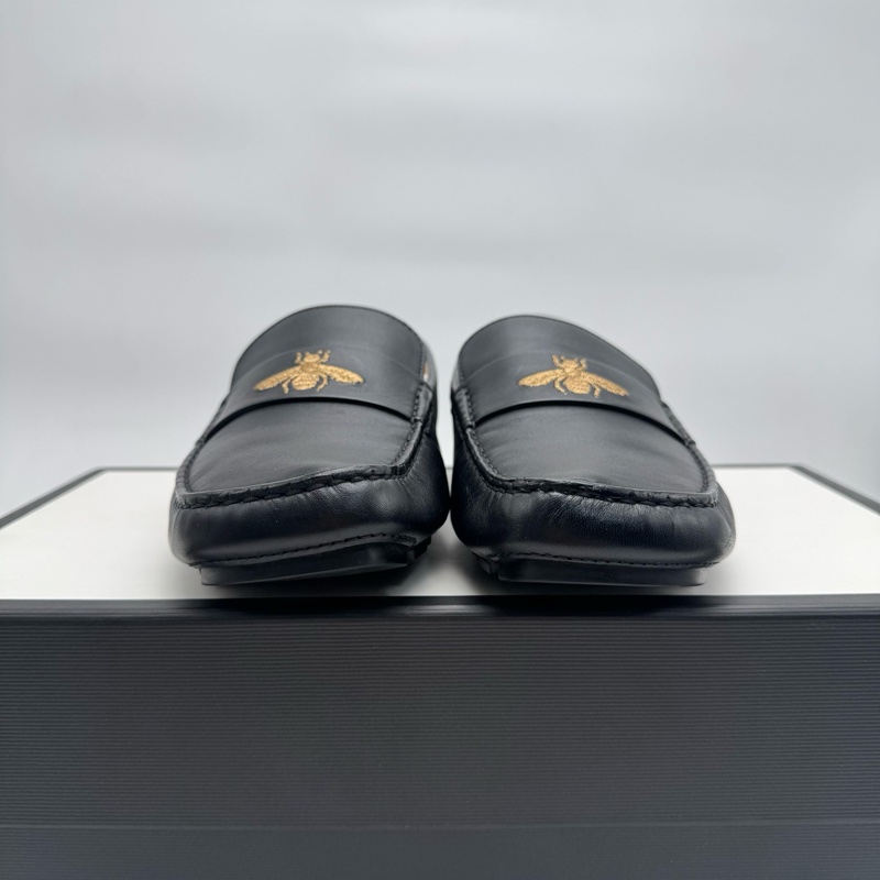 GUCCI/古馳 蜜蜂印花時尚樂福鞋平底鞋，7碼 附件：塵袋-6