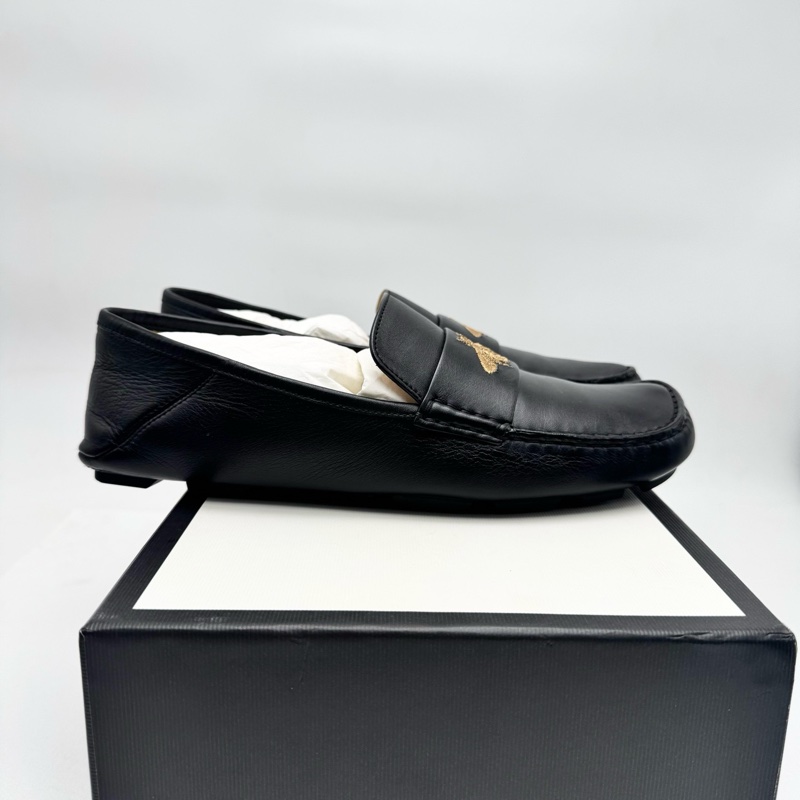 GUCCI/古馳 蜜蜂印花時尚樂福鞋平底鞋，7碼 附件：塵袋-8