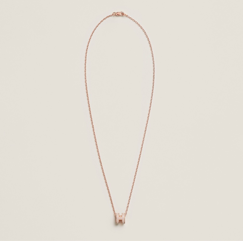 💖Hermes mini Pop H 項鍊 新色 粉杏色 玫瑰金💖 全新 現貨-2