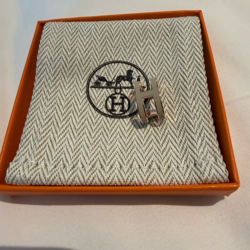 💖Hermes Mini pop h 耳骨夾 耳夾 奶茶玫瑰金💖 全新-5