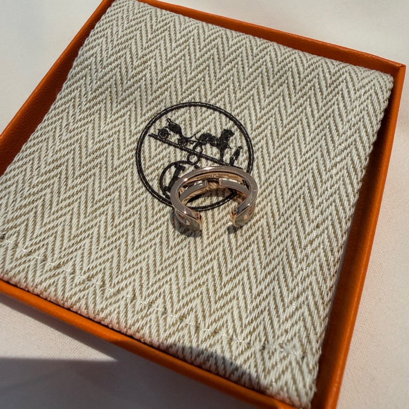 💖Hermes Mini pop h 耳骨夾 耳夾 奶茶玫瑰金💖 全新-7