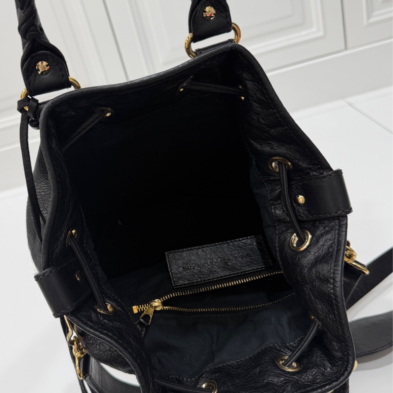 Balenciaga 巴黎世家 ponpon 經典 黑色 金釦 水桶包 機車包 手提包 斜背包 側背包 肩背包-28