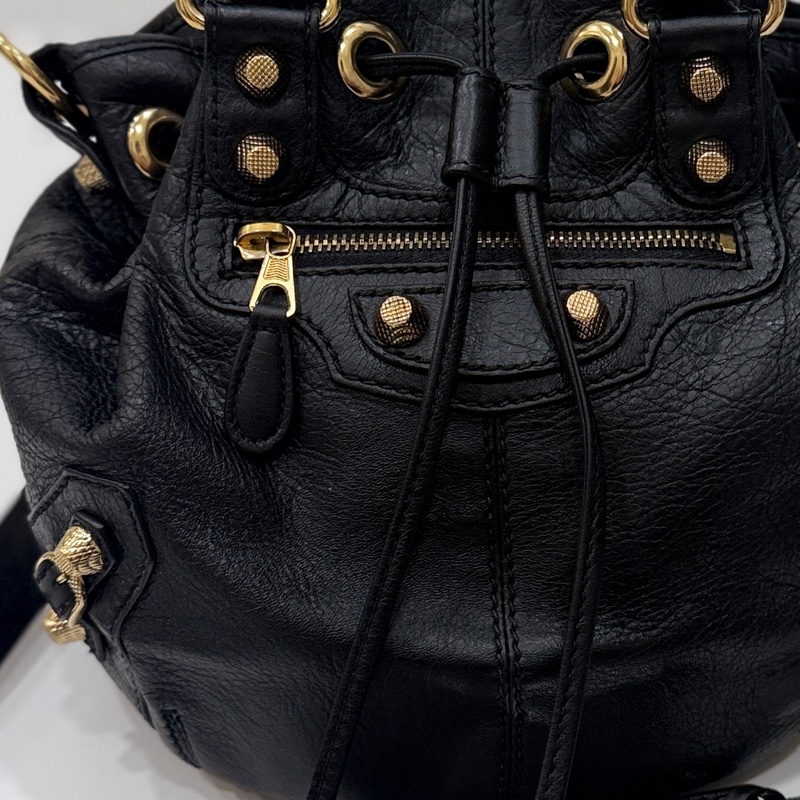 Balenciaga 巴黎世家 ponpon 經典 黑色 金釦 水桶包 機車包 手提包 斜背包 側背包 肩背包-40