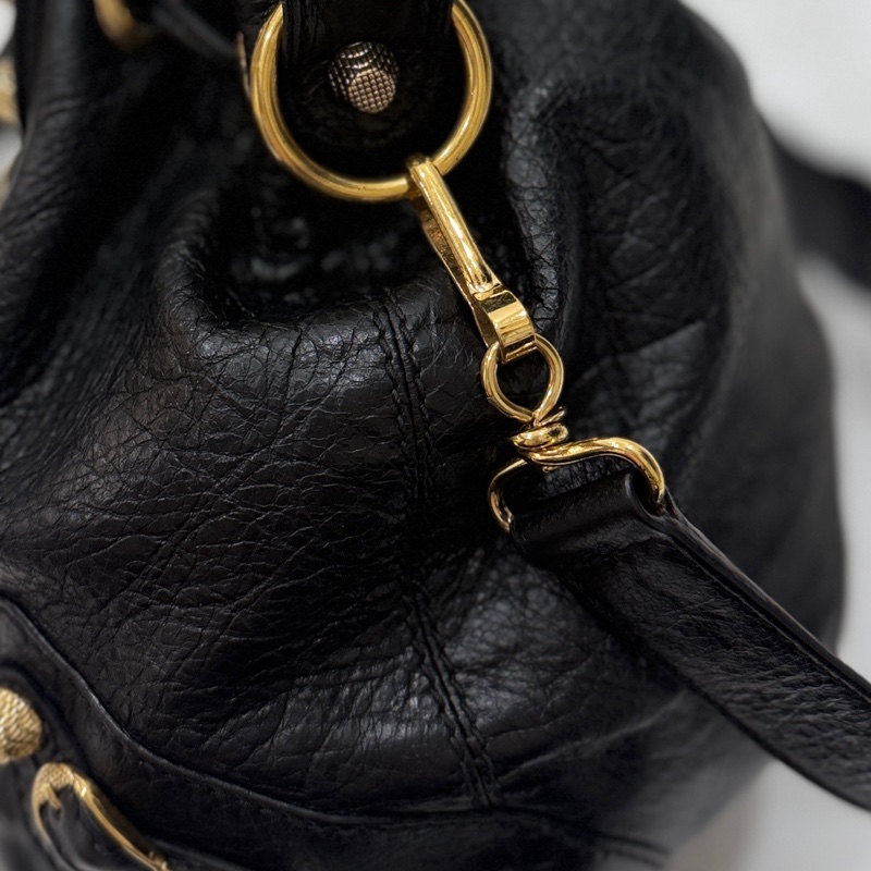 Balenciaga 巴黎世家 ponpon 經典 黑色 金釦 水桶包 機車包 手提包 斜背包 側背包 肩背包-42