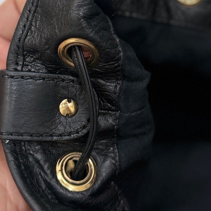 Balenciaga 巴黎世家 ponpon 經典 黑色 金釦 水桶包 機車包 手提包 斜背包 側背包 肩背包-48