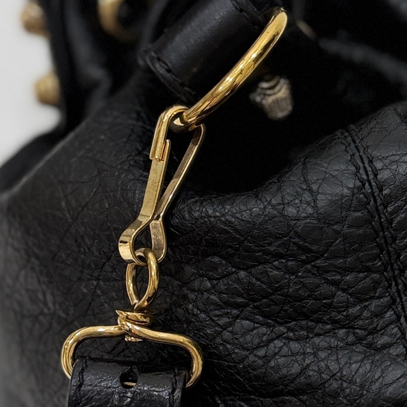 Balenciaga 巴黎世家 ponpon 經典 黑色 金釦 水桶包 機車包 手提包 斜背包 側背包 肩背包-50