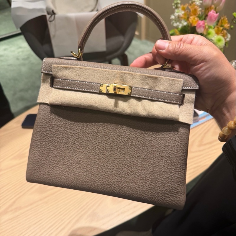 Hermes Kelly 25 CC18 大象灰金扣 内逢 Togo G刻 全新原單帶盒-2