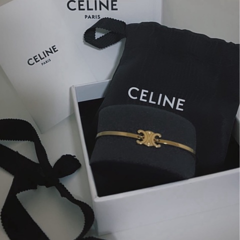 Celine黃銅TRIOMPHE鉸接式手鐲