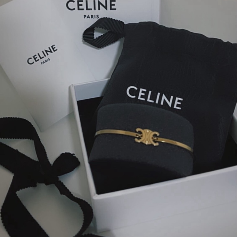 Celine黃銅TRIOMPHE鉸接式手鐲-0