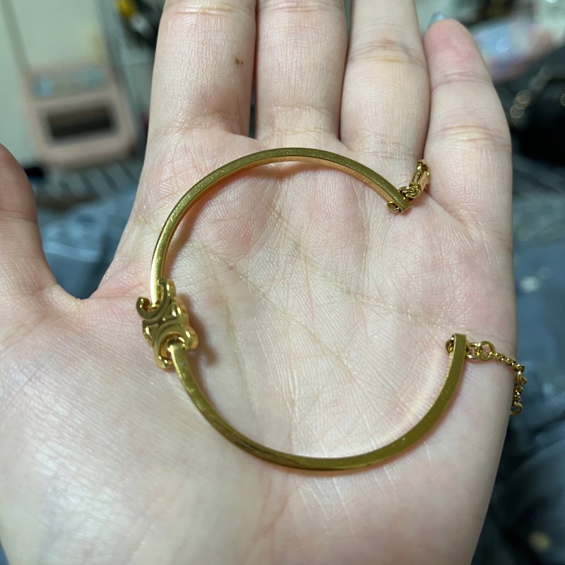 Celine黃銅TRIOMPHE鉸接式手鐲-4