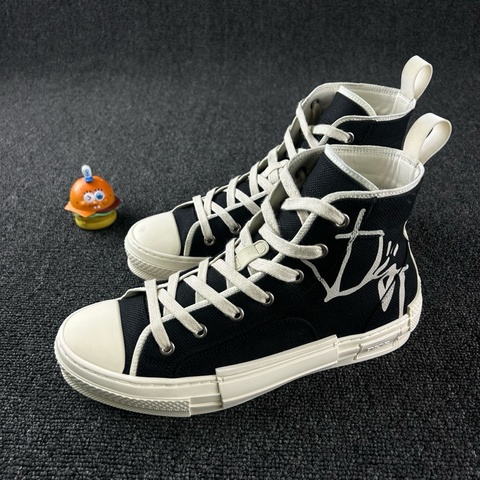 99新 Dior迪奧男鞋黑色高幫帆布鞋 尺碼40