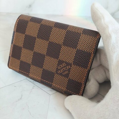 LV🌈現品實拍🌈 N62920咖棋盤格名片／信用卡夾包~二手品