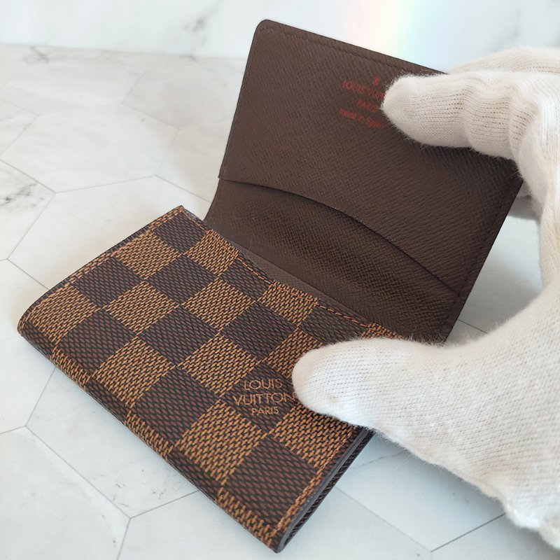 LV🌈現品實拍🌈 N62920咖棋盤格名片／信用卡夾包~二手品-1