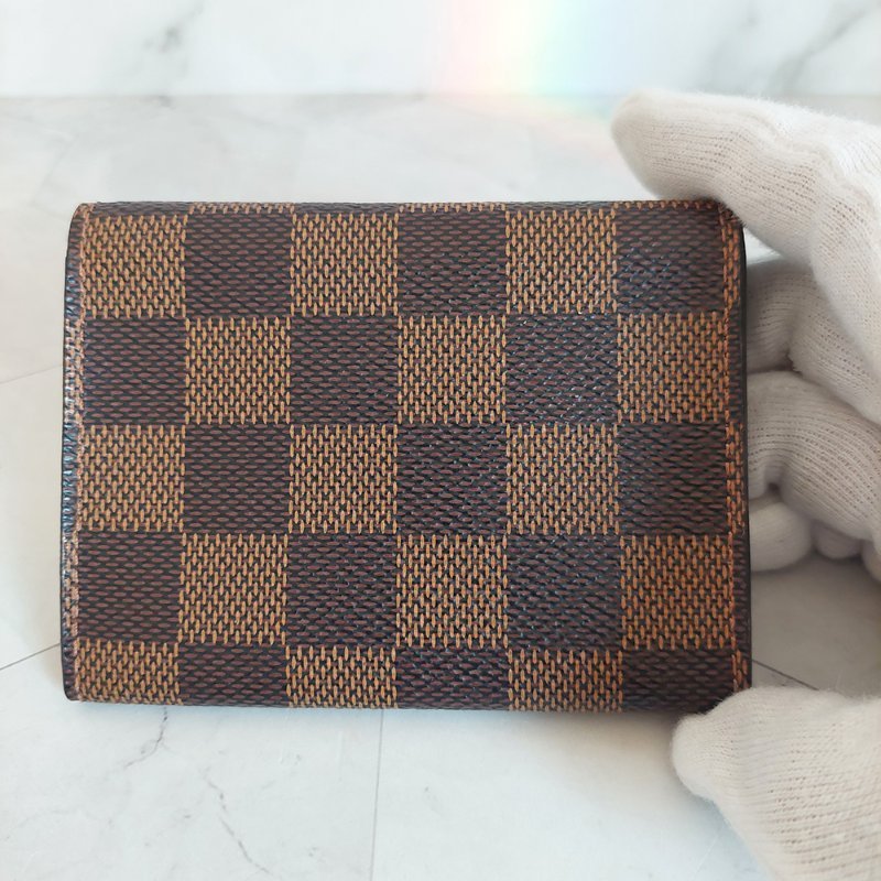 LV🌈現品實拍🌈 N62920咖棋盤格名片／信用卡夾包~二手品-13
