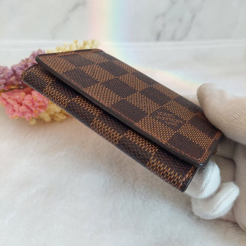 LV🌈現品實拍🌈 N62920咖棋盤格名片／信用卡夾包~二手品-20