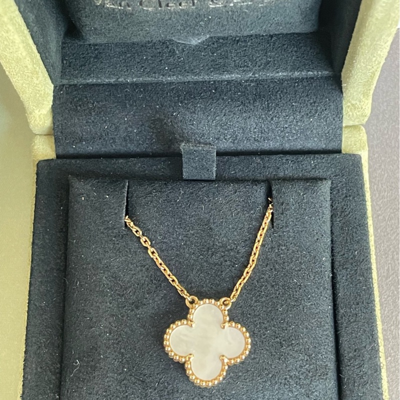 梵克雅寶 VCA四葉草項鍊，中花18K黃金+白色貝母-1