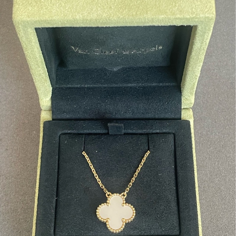 梵克雅寶 VCA四葉草項鍊，中花18K黃金+白色貝母-2