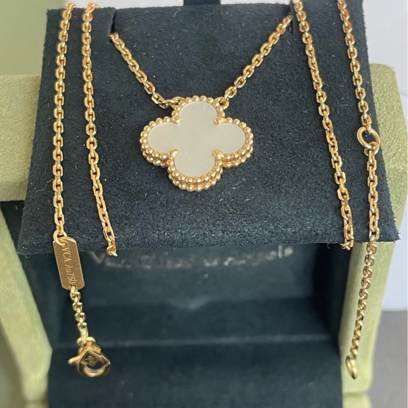 梵克雅寶 VCA四葉草項鍊，中花18K黃金+白色貝母-3