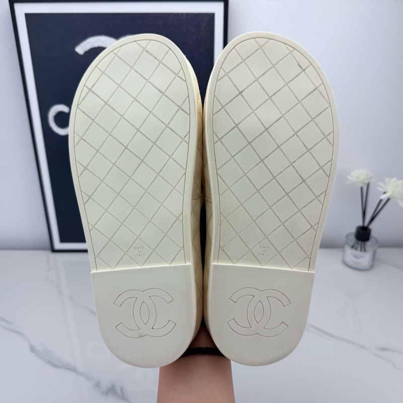 99新 Chanel香奈兒白色羊皮拖鞋 37碼-4